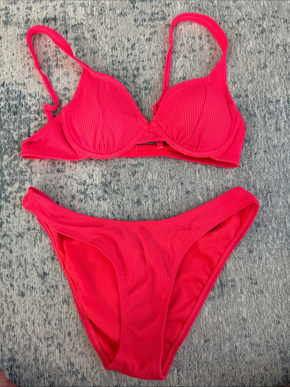 Xhilaration Hot Pink Ribbed Underwire Bikini Set